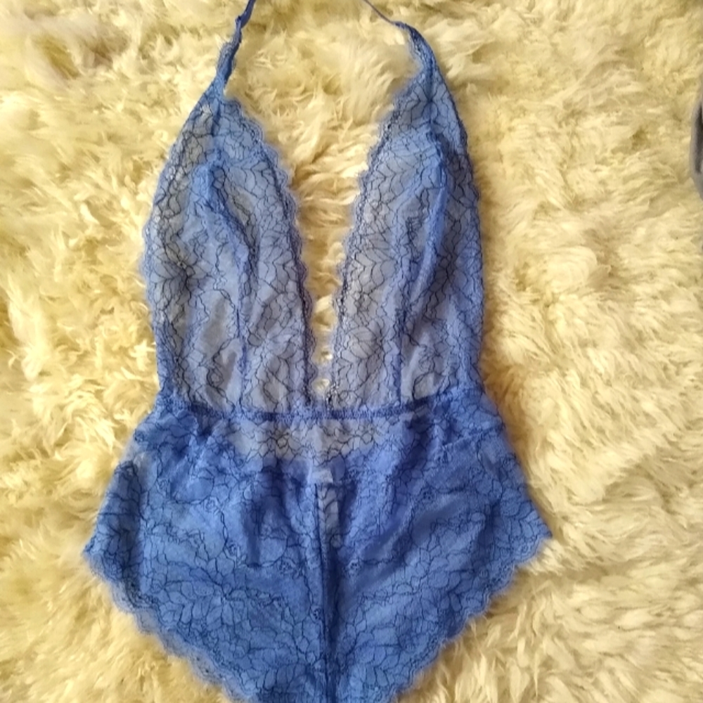 Baby blue lace intimate romper